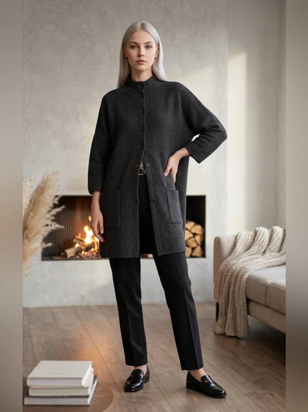 Eskandar Rippled Cashmere Silk cardigan